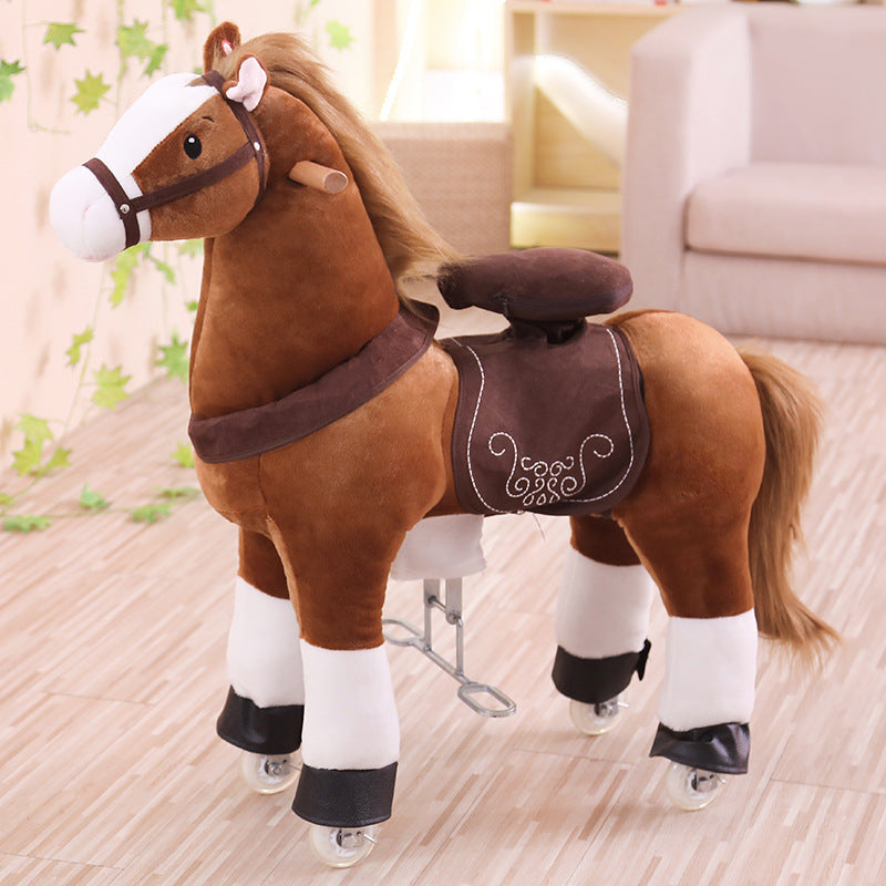 Wooden horse jumping horse mount children's toy horse large size send baby birthday gift multiple colors optional