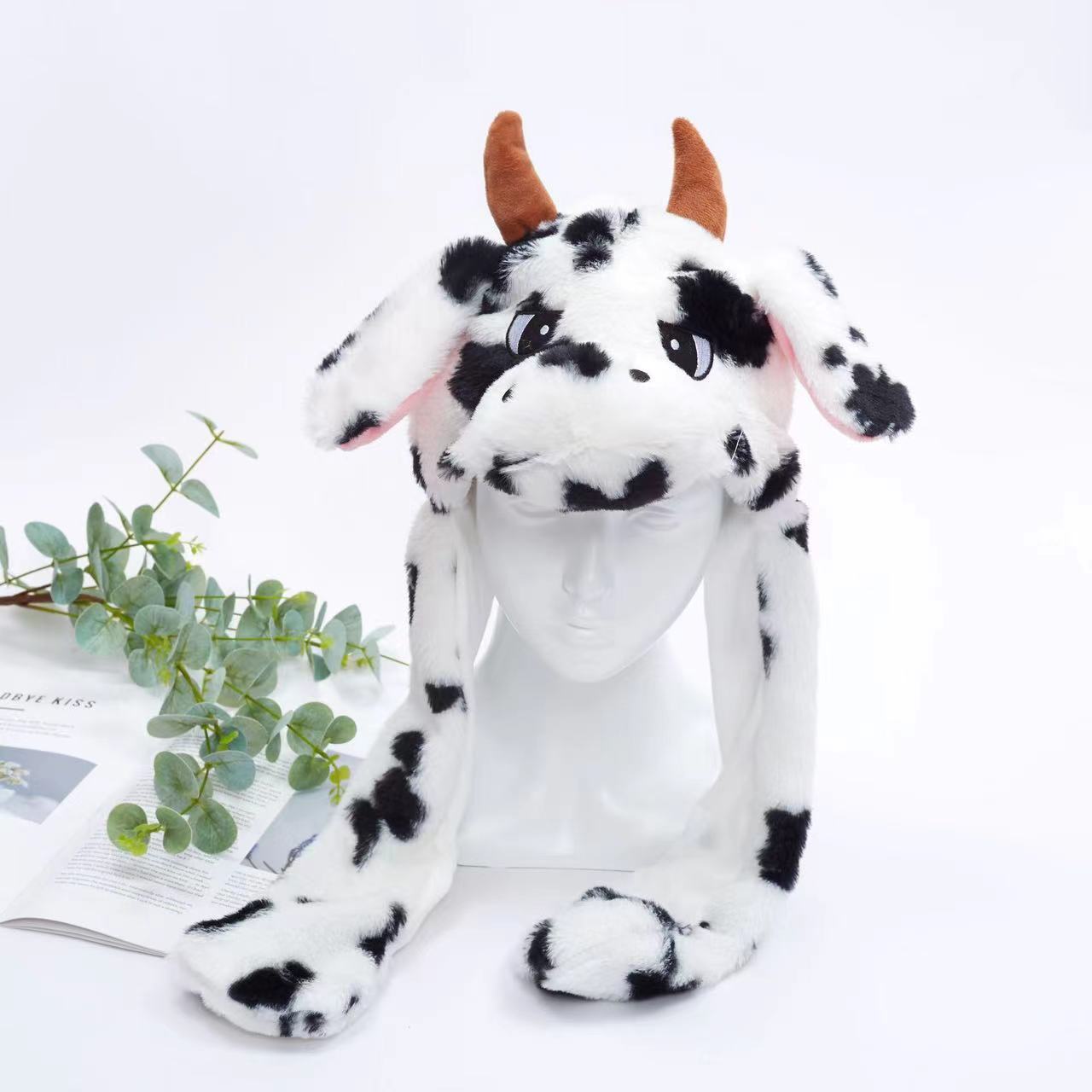 Rabbit ear plush hat airbag hat ears move animal hat plush toy colorful luminescence