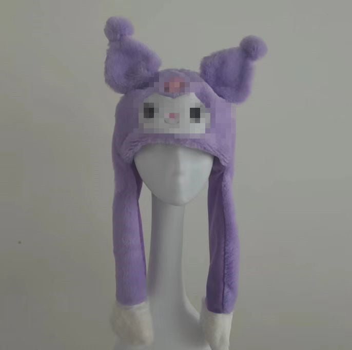 Rabbit ear plush hat airbag hat ears move animal hat plush toy colorful luminescence