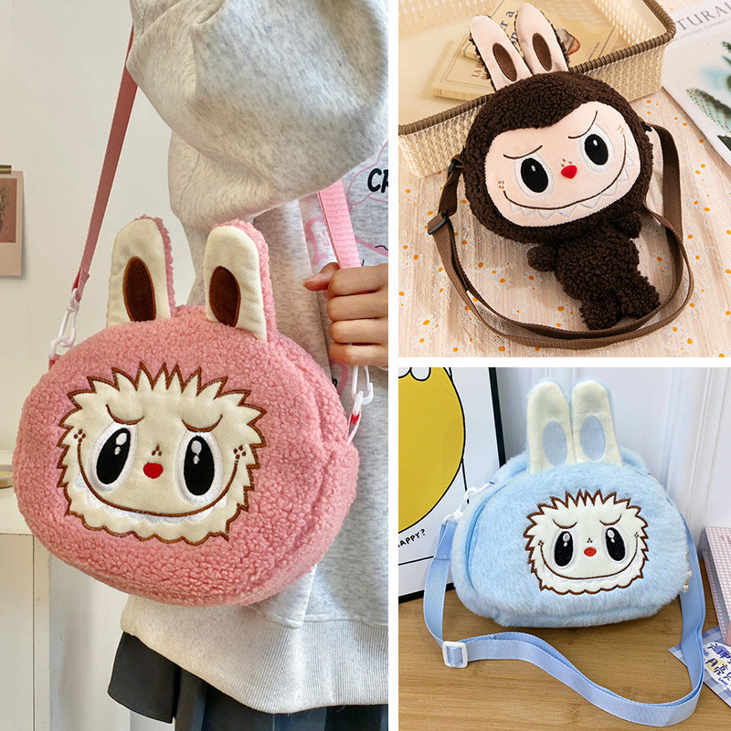Labubu messenger bag labubu cartoon backpack coin purse children's female plush bag