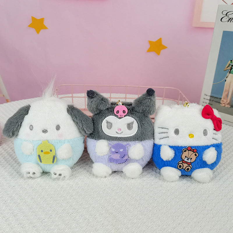 Cute Kuromi pache dog Melody plush keychain coin purse earphone bag student wallet keychain doll pendant