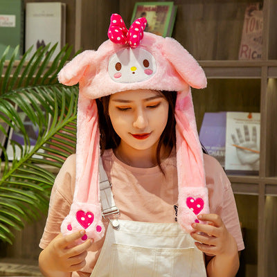 Better Quality Rabbit hat with moving ears Plush sweet and cute internet celebrity airbag hat cartoon gift for men and women