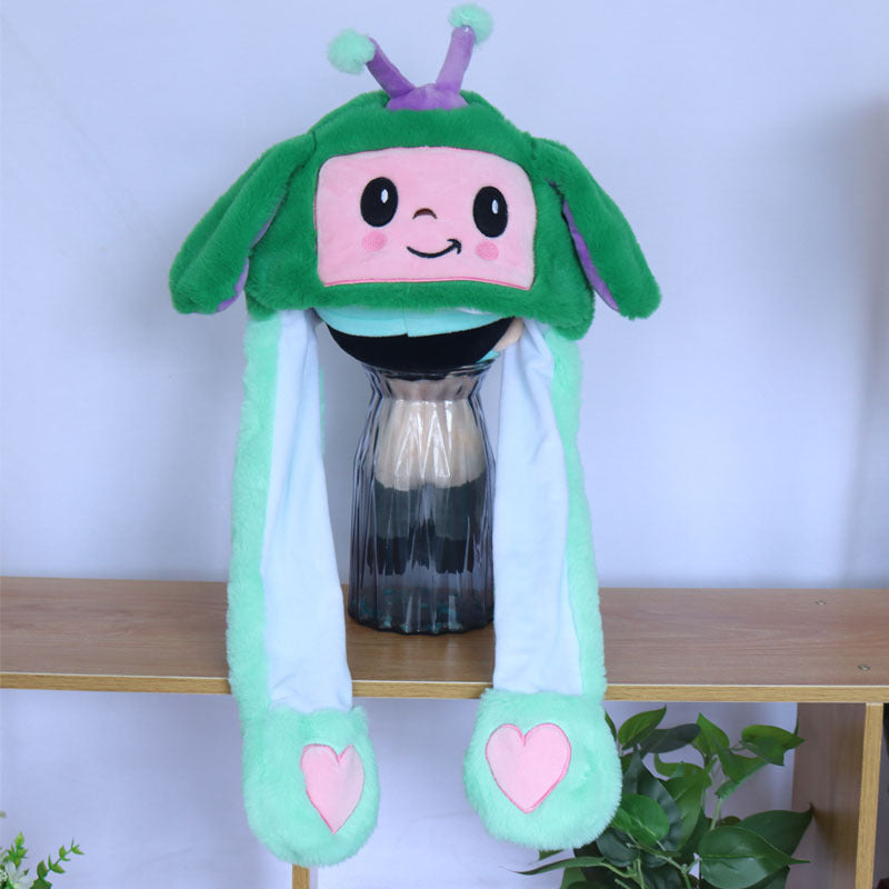 Rabbit ear plush hat airbag hat ears move animal hat plush toy colorful luminescence