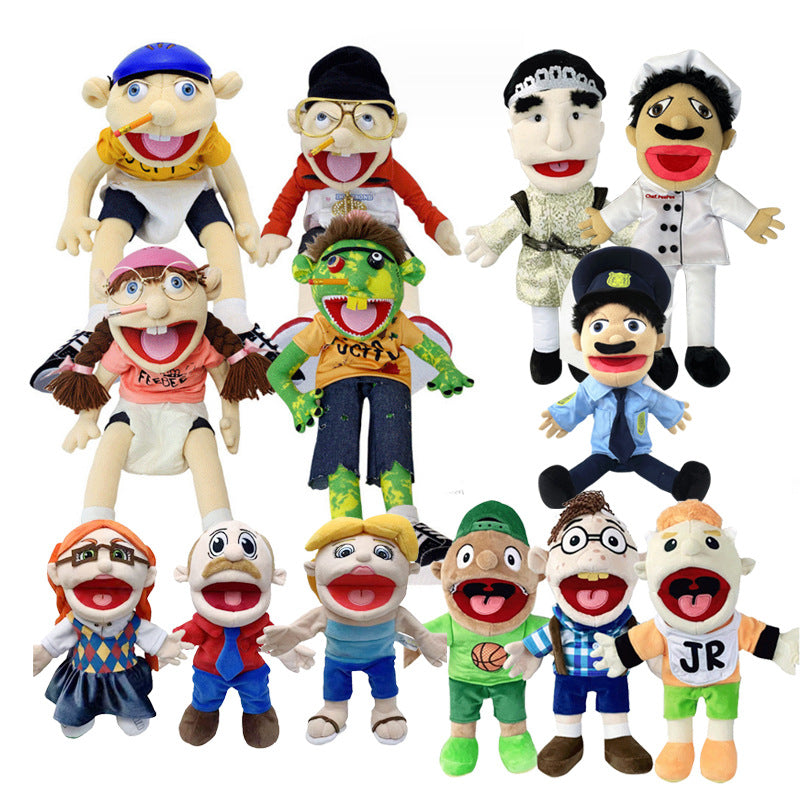Jeff hand puppet open mouth plush toy rock Jeff hand puppet doll mouth can move with operating rod