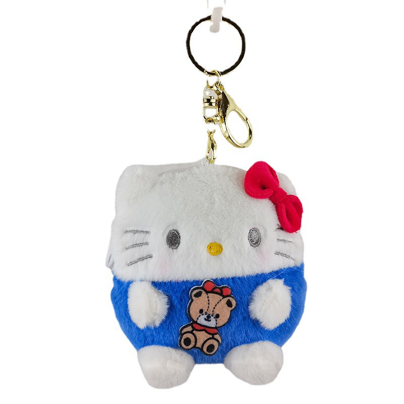 Cute Kuromi pache dog Melody plush keychain coin purse earphone bag student wallet keychain doll pendant