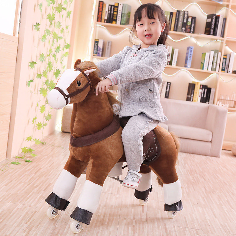 Wooden horse jumping horse mount children's toy horse large size send baby birthday gift multiple colors optional