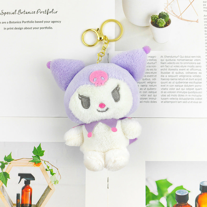 Cartoon Anime Sanrio Plush Doll Pendant Cute Kuromi Keychain Doll Machine Schoolbag plush keychain