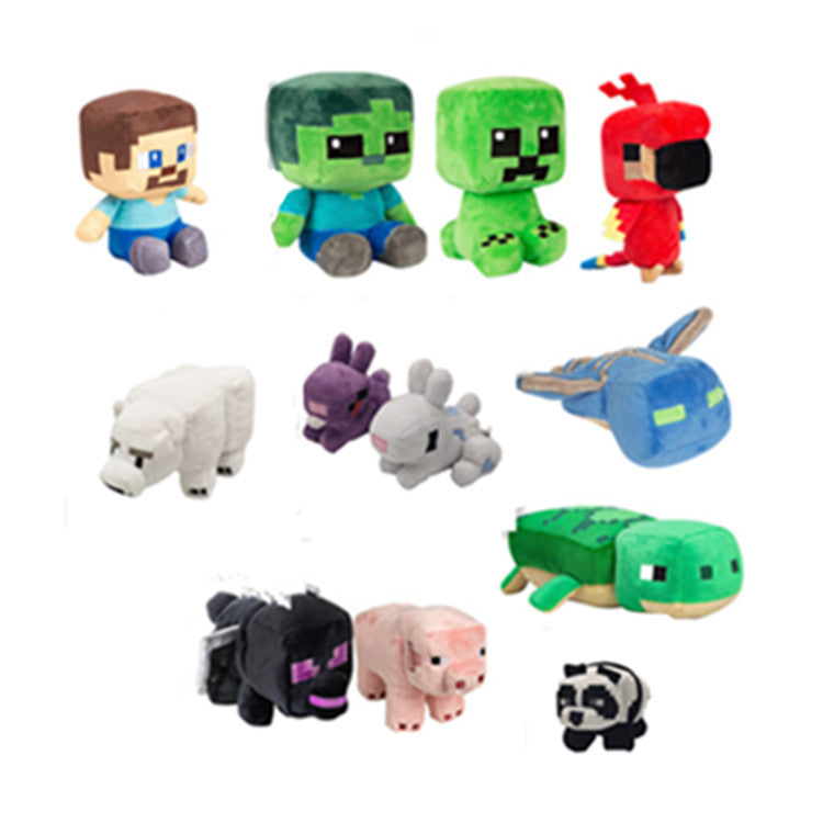 My world plush toys Ender Dragon Turtle Sitting Creeper Zombie Parrot Doll Dolphin Salamander Doll