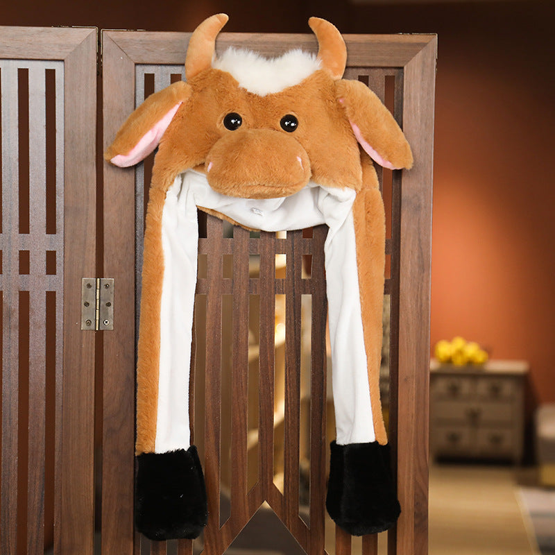 Rabbit ear plush hat airbag hat ears move animal hat plush toy colorful luminescence