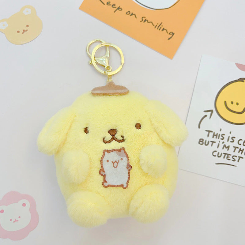 Cute Kuromi pache dog Melody plush keychain coin purse earphone bag student wallet keychain doll pendant
