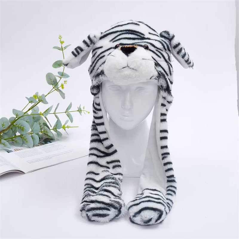Rabbit ear plush hat airbag hat ears move animal hat plush toy colorful luminescence