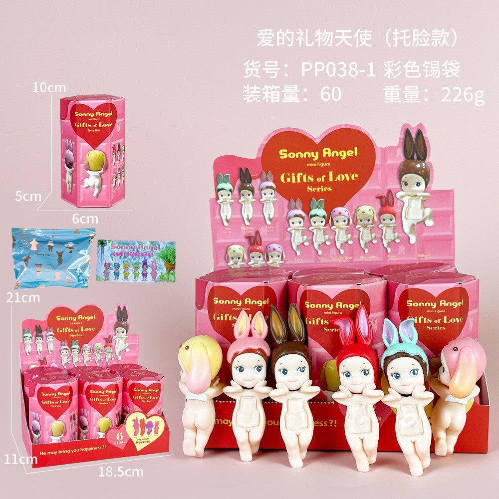 Sonny Angel Figure Car Phone Sticker Cheek Support Blind Box Set Decorations
