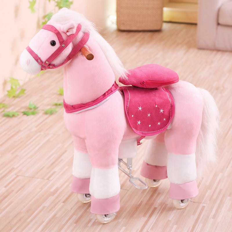 Wooden horse jumping horse mount children's toy horse large size send baby birthday gift multiple colors optional