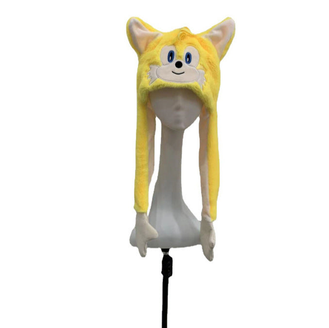 Rabbit ear plush hat airbag hat ears move animal hat plush toy colorful luminescence