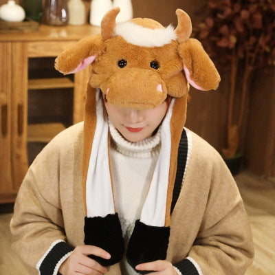 Better Quality Rabbit hat with moving ears Plush sweet and cute internet celebrity airbag hat cartoon gift for men and women
