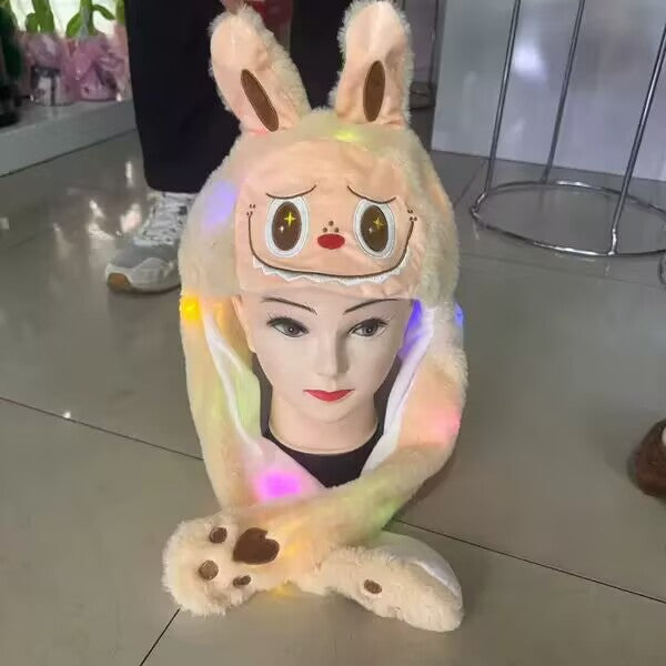 TikTok hat ears can move Labubu ears hat bubble rabbit luminous hat ears can move
