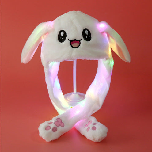 Creative rabbit hat with moving ears with light Tiktok hot sale plush hats