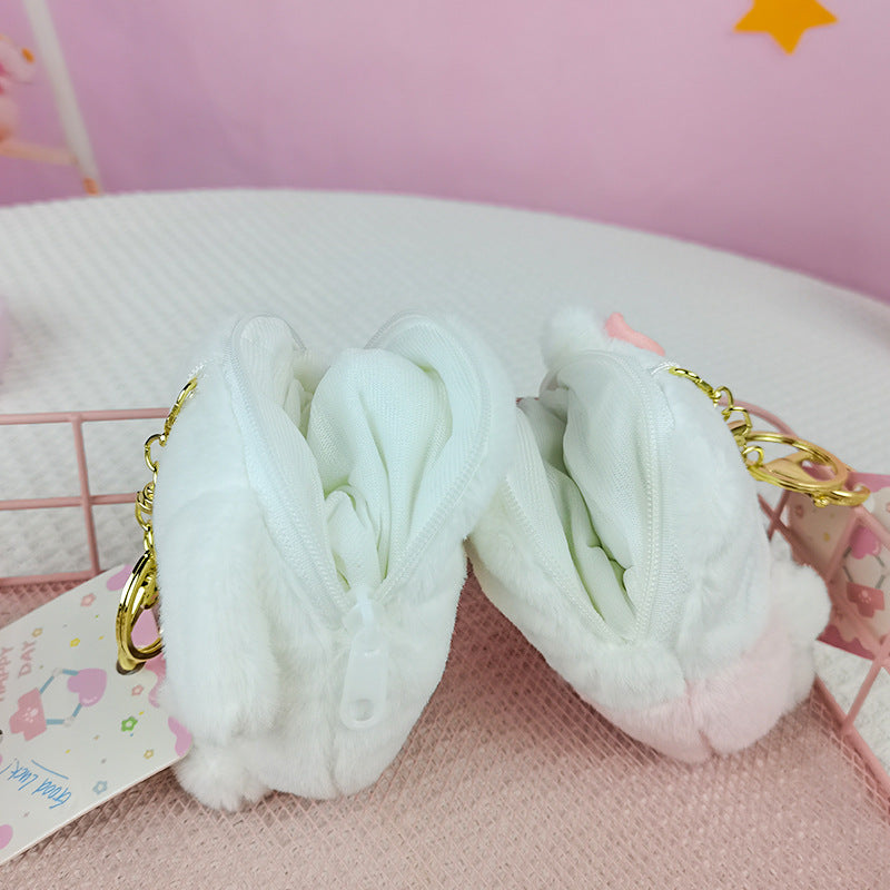 Cute Kuromi pache dog Melody plush keychain coin purse earphone bag student wallet keychain doll pendant