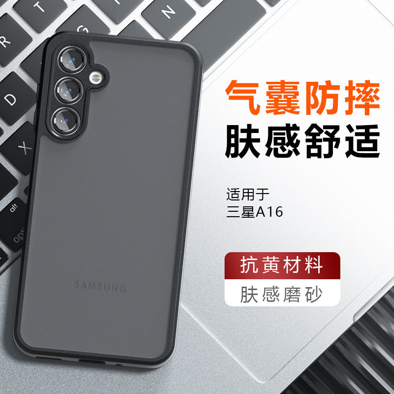 For Samsung A16 Phone Case skin feel frosted Galaxy A36 transparent airbag anti-fall two-in-one protective phone case