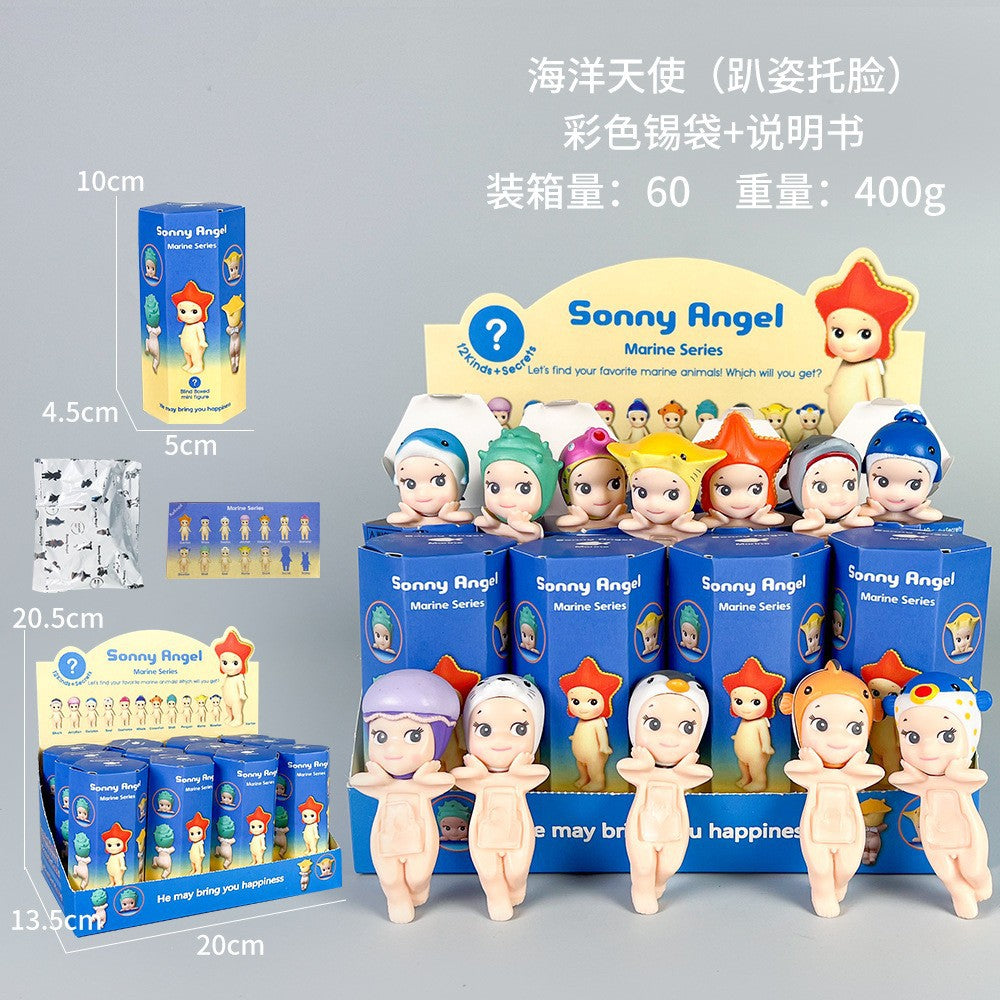 Sonny Angel figure car mobile phone sticker cheek support blind box set decoration Cupid trendy play anime