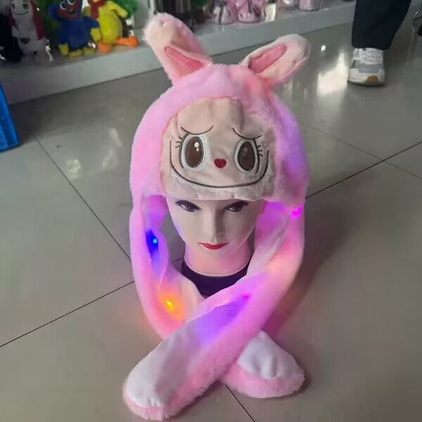 TikTok hat ears can move Labubu ears hat bubble rabbit luminous hat ears can move