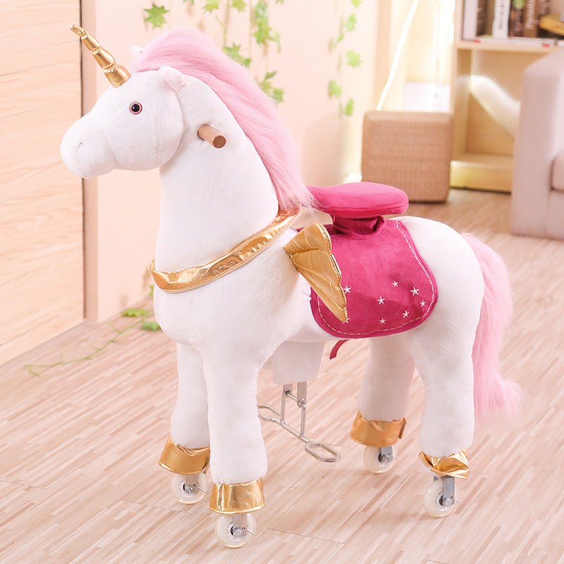 Wooden horse jumping horse mount children's toy horse large size send baby birthday gift multiple colors optional