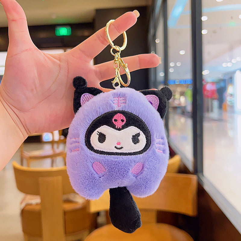 Cartoon Kuromi Plush Keychain Cute Schoolbag Pendant Keychain Pendant Boutique