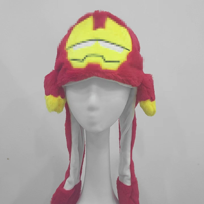 Rabbit ear plush hat airbag hat ears move animal hat plush toy colorful luminescence