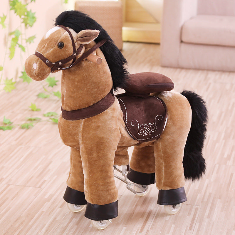 Wooden horse jumping horse mount children's toy horse large size send baby birthday gift multiple colors optional