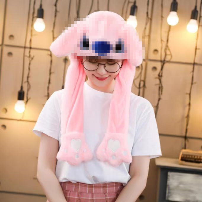 Rabbit ear plush hat airbag hat ears move animal hat plush toy colorful luminescence