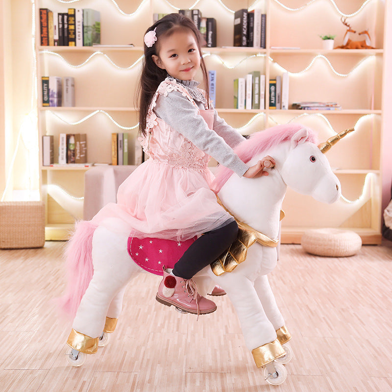 Wooden horse jumping horse mount children's toy horse large size send baby birthday gift multiple colors optional