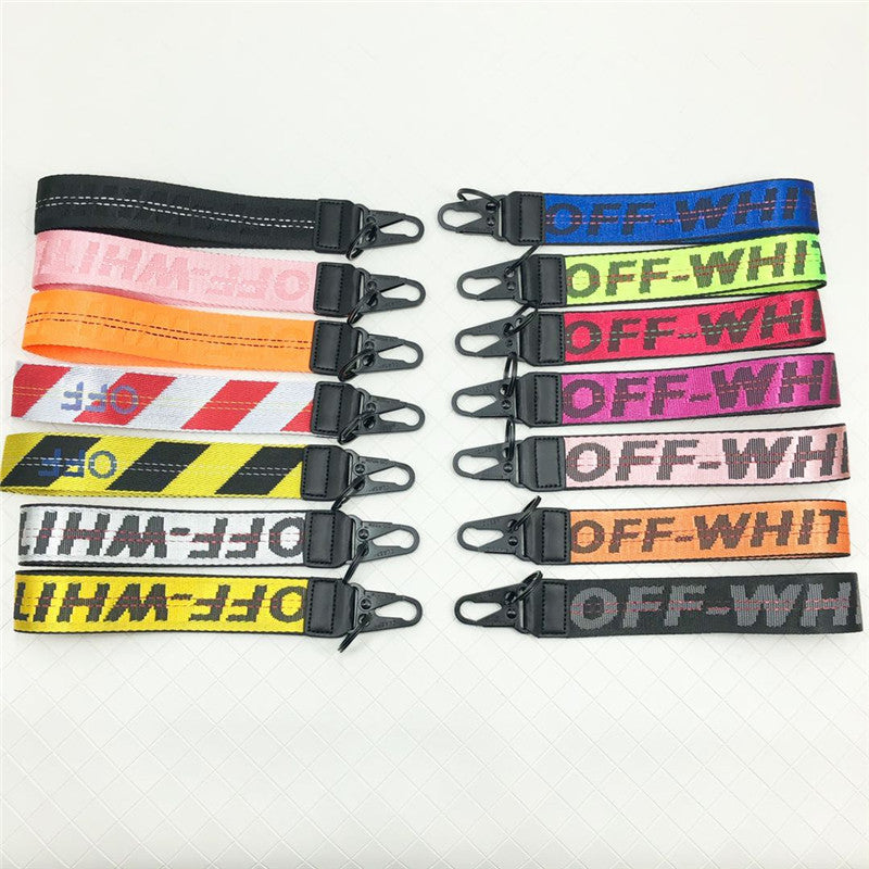 Off-White keychain canvas embroidered letters bags mobile phones cameras luggage pendants gifts keychain
