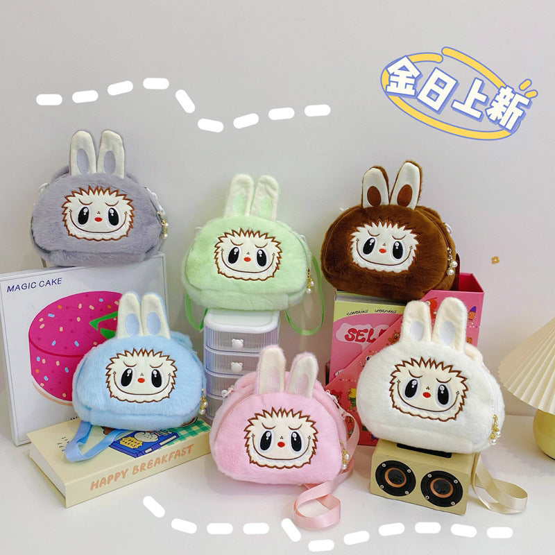 Labubu messenger bag labubu cartoon backpack coin purse children's female plush bag