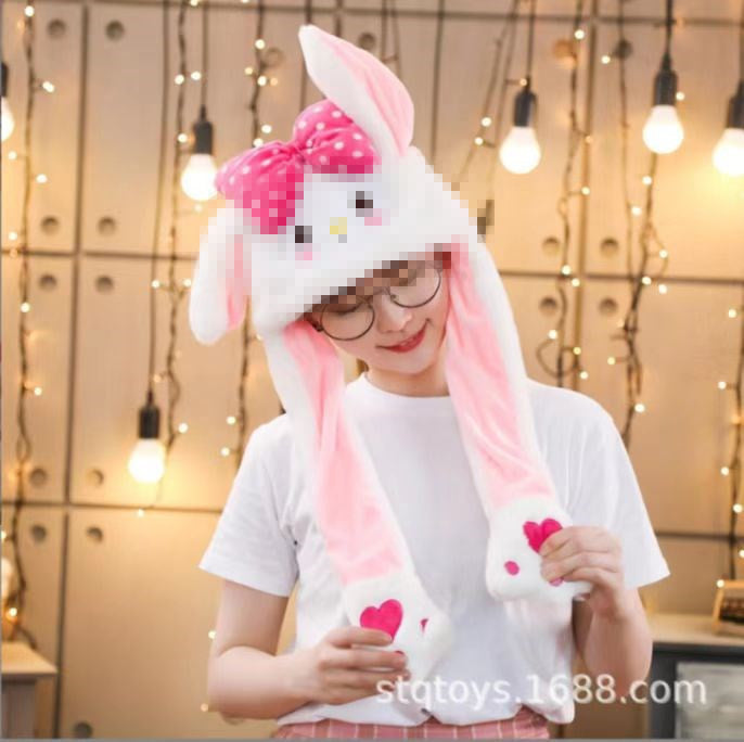 Rabbit ear plush hat airbag hat ears move animal hat plush toy colorful luminescence