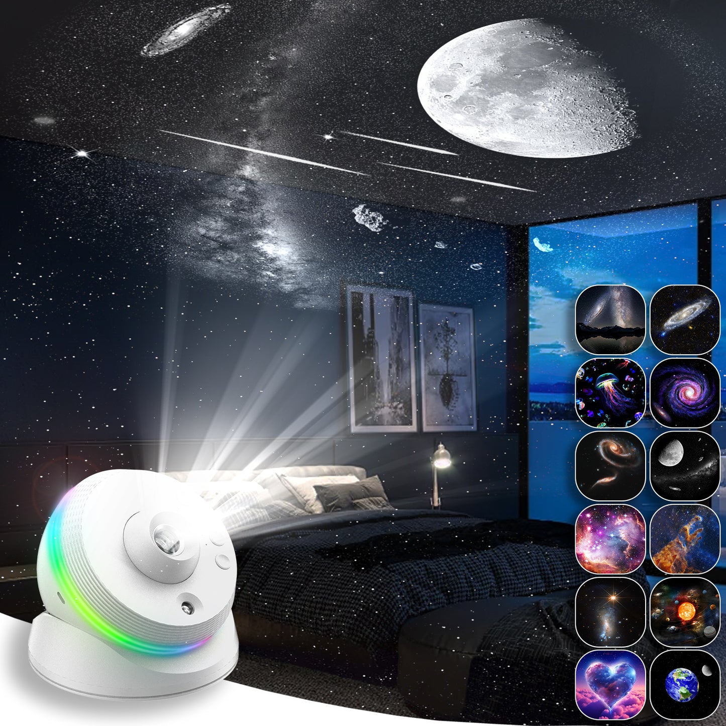 2025 New Product Hot starry Galaxy projector lamp meteor atmosphere projector white