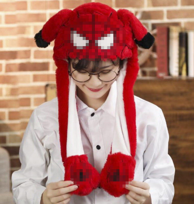 Rabbit ear plush hat airbag hat ears move animal hat plush toy colorful luminescence