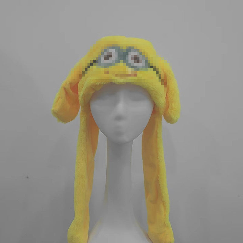 Rabbit ear plush hat airbag hat ears move animal hat plush toy colorful luminescence
