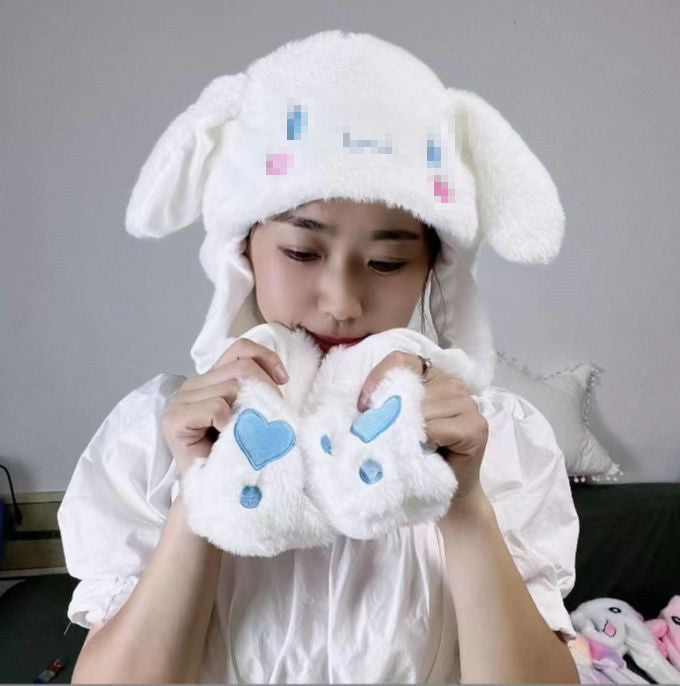 Rabbit ear plush hat airbag hat ears move animal hat plush toy colorful luminescence