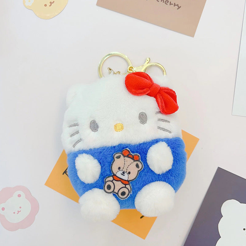 Cute Kuromi pache dog Melody plush keychain coin purse earphone bag student wallet keychain doll pendant