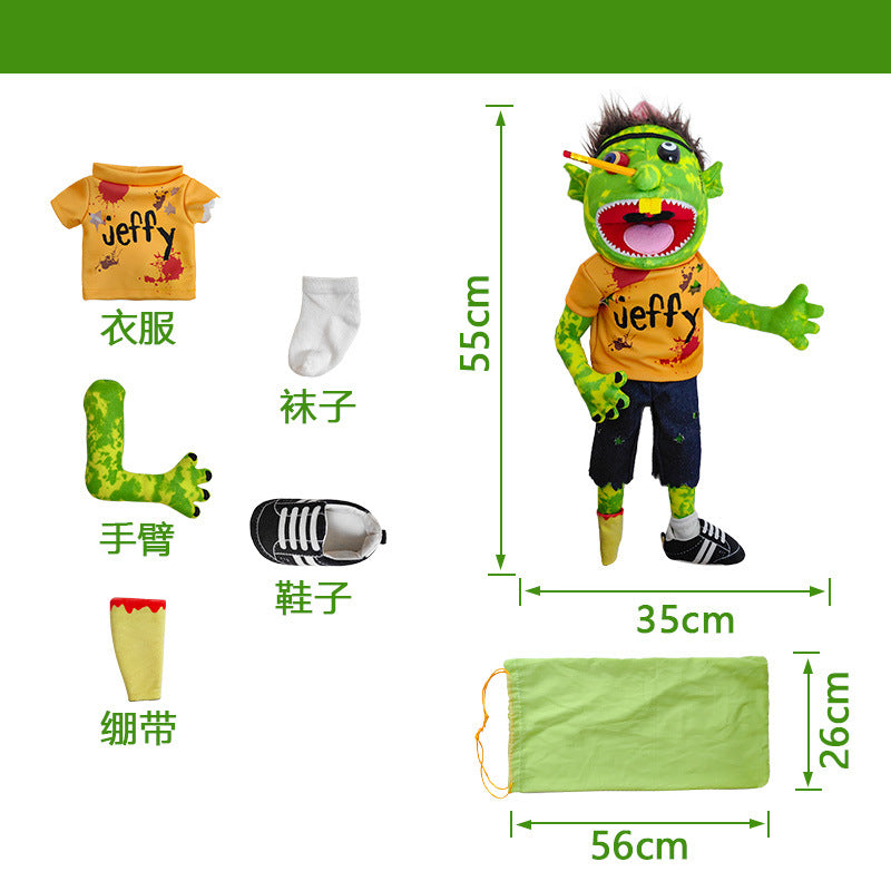 Jeff hand puppet open mouth plush toy rock Jeff hand puppet doll mouth can move with operating rod