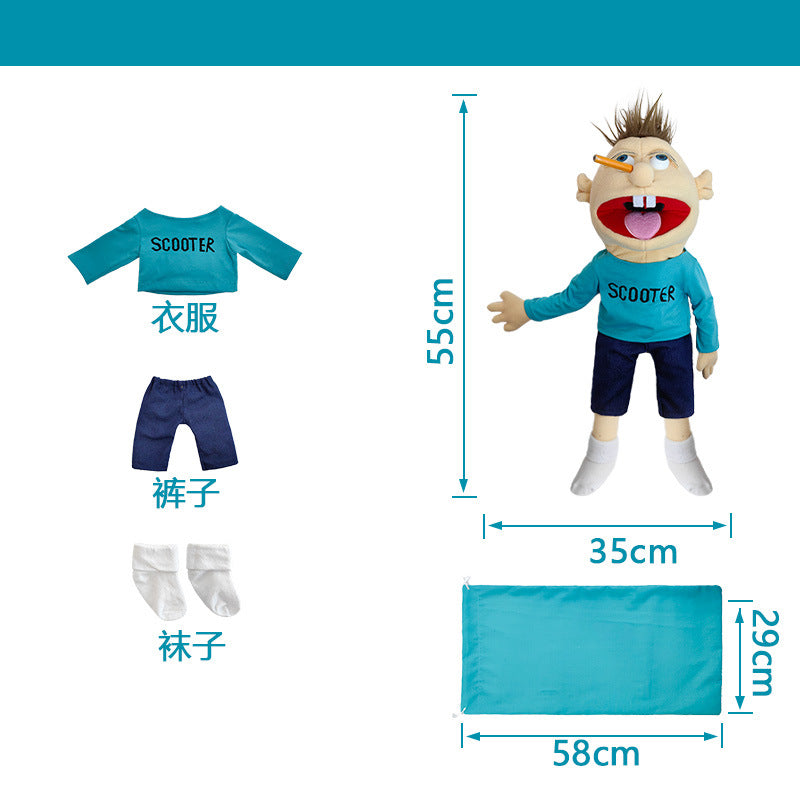 Jeff hand puppet open mouth plush toy rock Jeff hand puppet doll mouth can move with operating rod