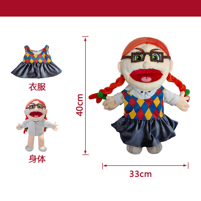 Jeff hand puppet open mouth plush toy rock Jeff hand puppet doll mouth can move with operating rod
