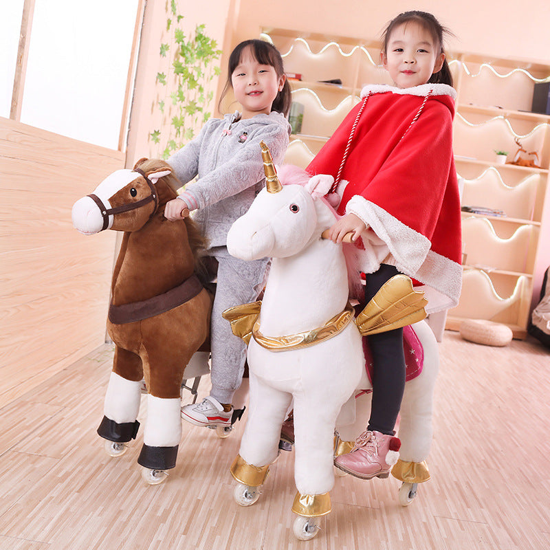 Wooden horse jumping horse mount children's toy horse large size send baby birthday gift multiple colors optional