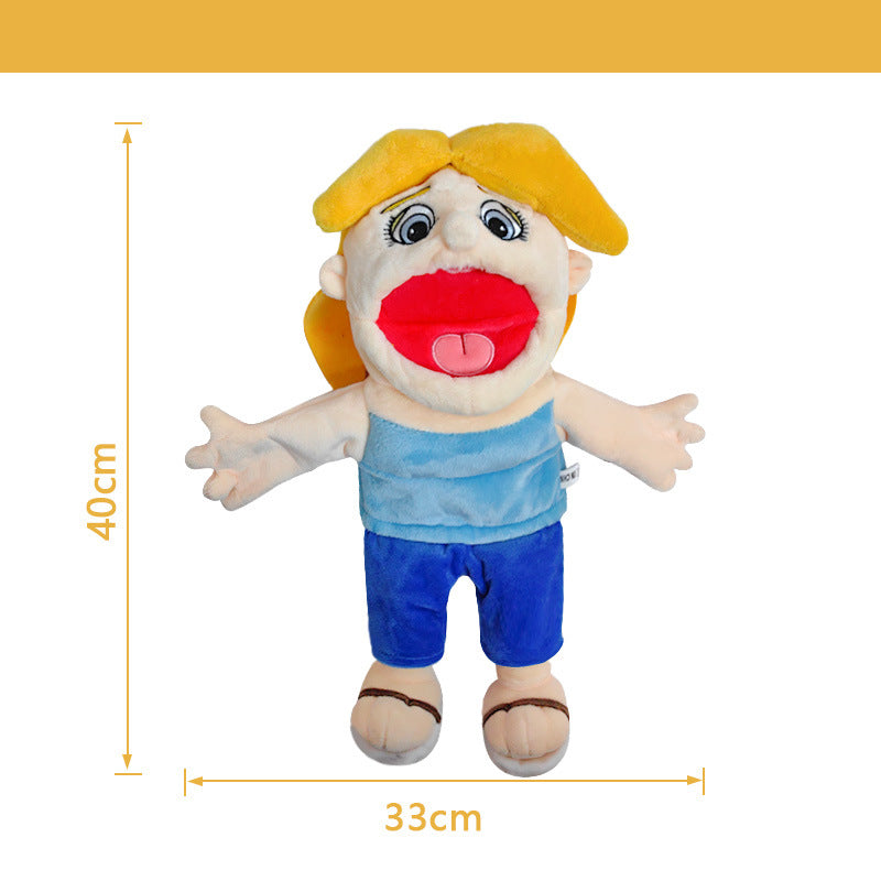 Jeff hand puppet open mouth plush toy rock Jeff hand puppet doll mouth can move with operating rod
