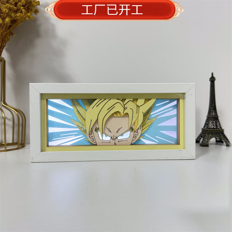 Paper sculpture lamp Dragon Ball Dragon Ball Son Goku Vegeta Dragon Ball Super animation surrounding LED night light