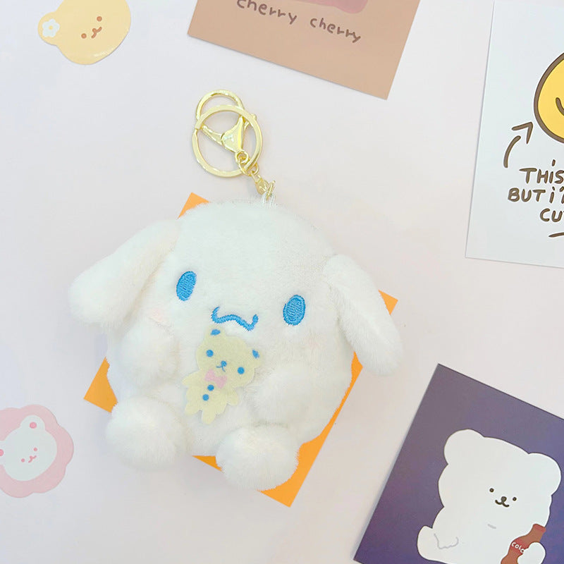 Cute Kuromi pache dog Melody plush keychain coin purse earphone bag student wallet keychain doll pendant
