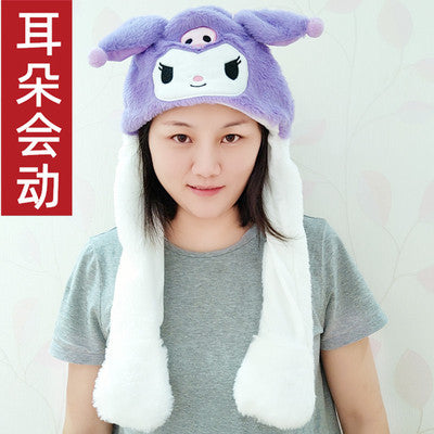 Better Quality Rabbit hat with moving ears Plush sweet and cute internet celebrity airbag hat cartoon gift for men and women