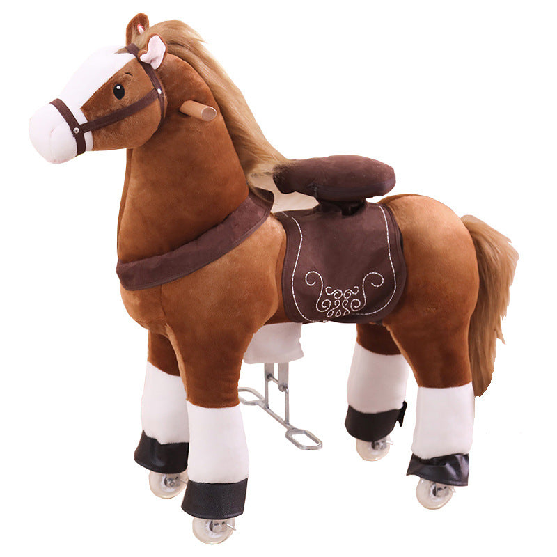 Wooden horse jumping horse mount children's toy horse large size send baby birthday gift multiple colors optional