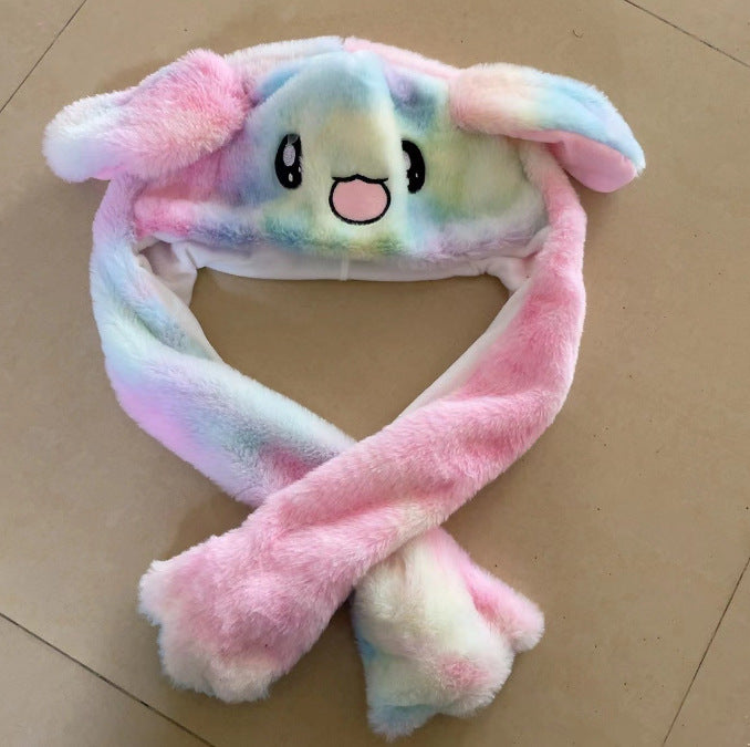 Rabbit ear plush hat airbag hat ears move animal hat plush toy colorful luminescence
