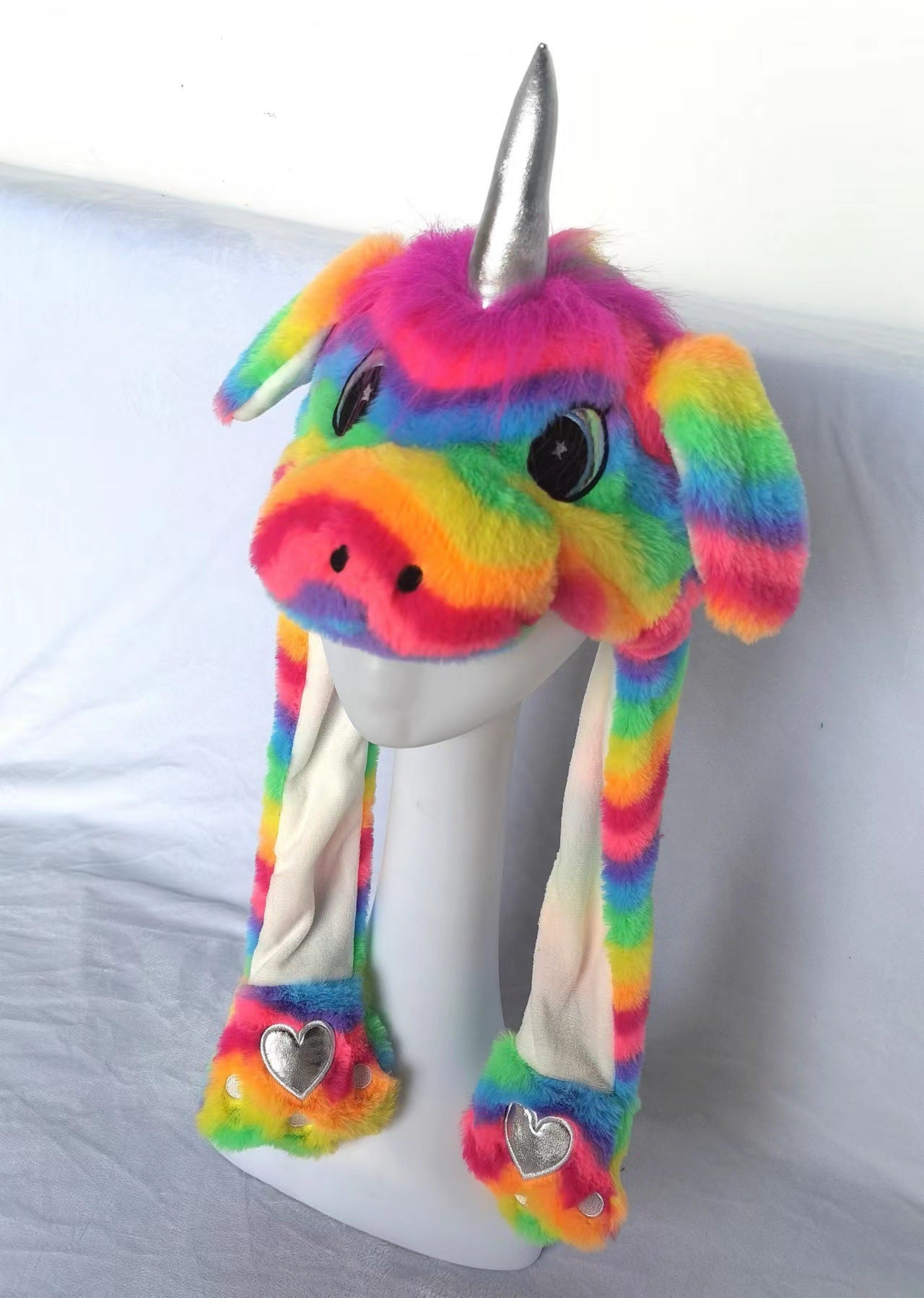 Rabbit ear plush hat airbag hat ears move animal hat plush toy colorful luminescence